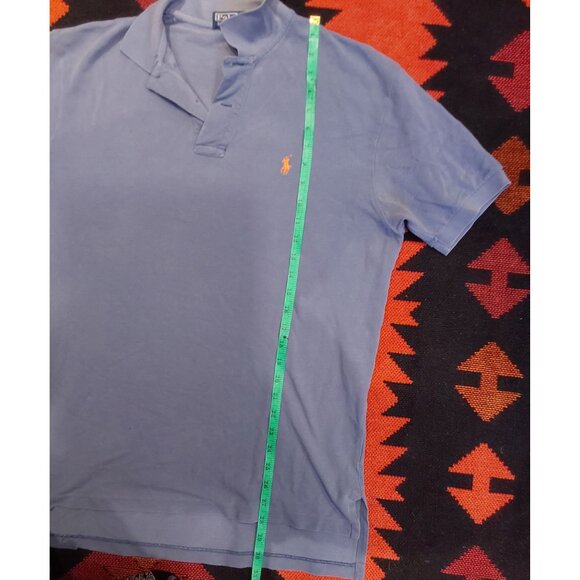 POLO Ralph Lauren Vintage Men's Cotton Blue Polo Orange Logo. Sz Medium - Picture 7 of 11